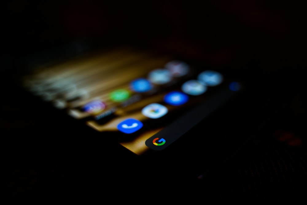 Glowing app icons on a phone